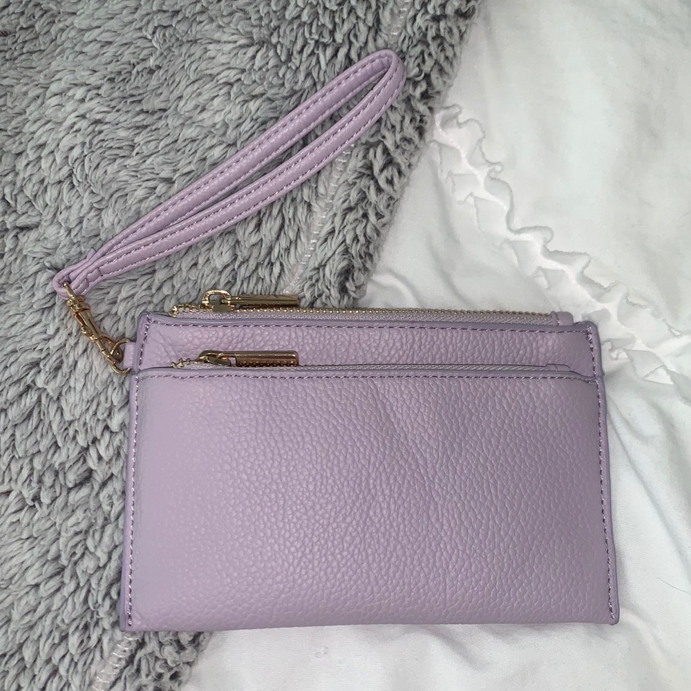 Lilac/ Purple Faux Leather Wristlet.